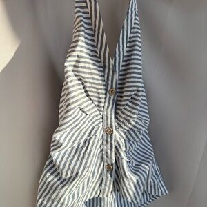 Cider Blue and White Striped Blouse